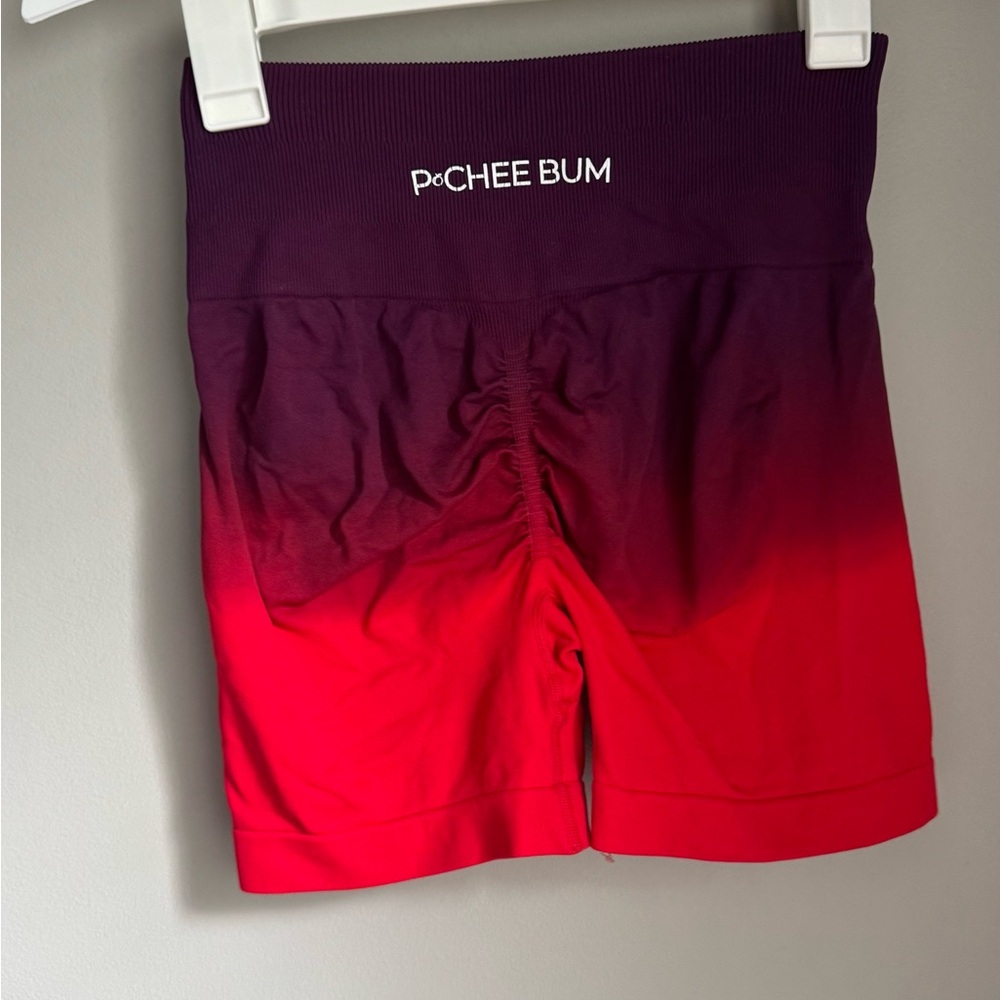 PCheeBum ombre Purple and Red Women's Shorts - Picture 3 of 3
